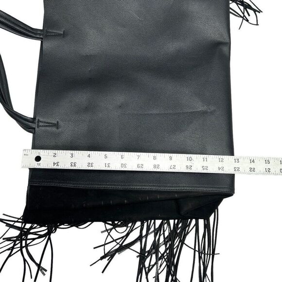 Victoria's Secret Women's Black Faux Leather Fringe Tote‎ Shoulder Bag - Picture 12 of 13